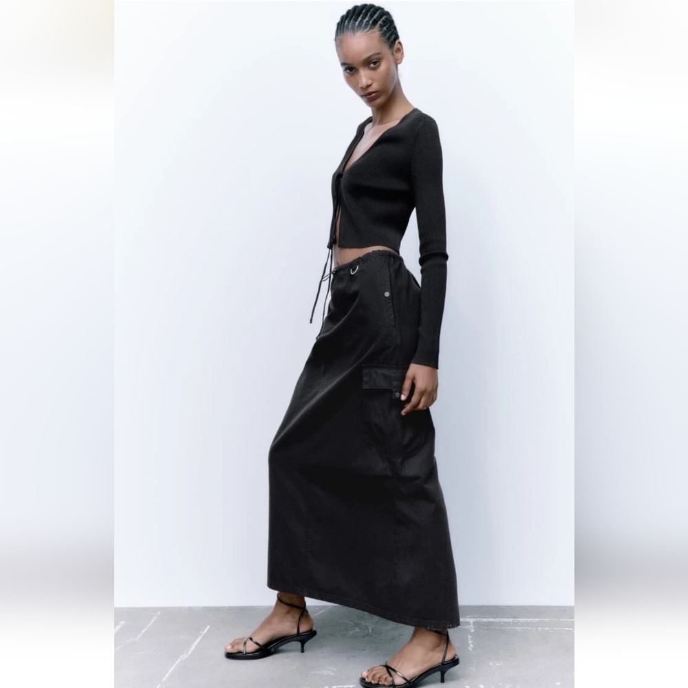 Zara Utility Maxi Skirt Cargo Pockets Utility Y2K Style Size Small Gorpecore